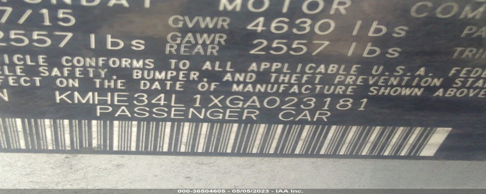 KMHE34L1XGA023181 2016 HYUNDAI SONATA HYBRID photo no. 9