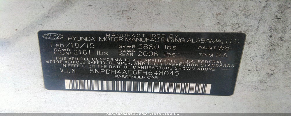 5NPDH4AE6FH648045 2015 HYUNDAI ELANTRA photo no. 9