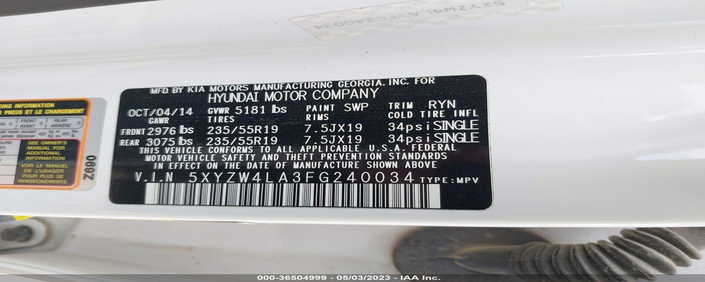 5XYZW4LA3FG240034 2015 HYUNDAI SANTA FE SPORT photo no. 9