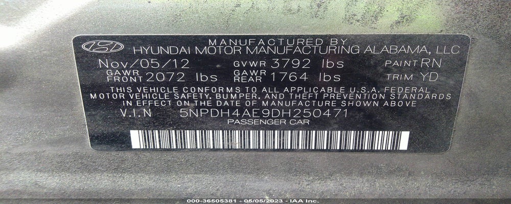 5NPDH4AE9DH250471 2013 HYUNDAI ELANTRA photo no. 9