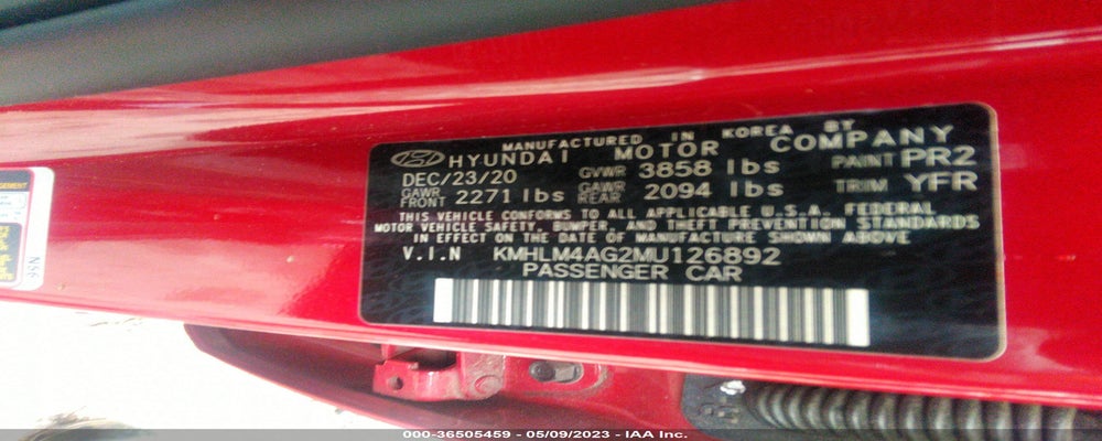 KMHLM4AG2MU126892 2021 HYUNDAI ELANTRA photo no. 9