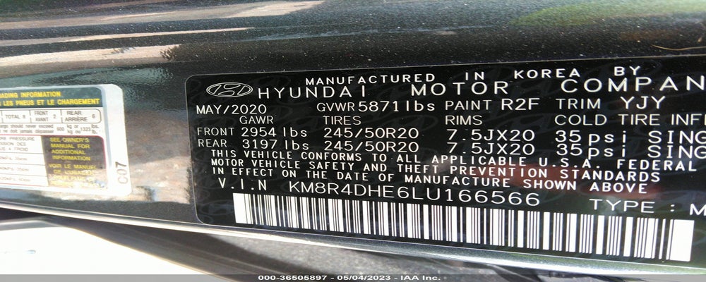 KM8R4DHE6LU166566 2020 HYUNDAI PALISADE photo no. 9