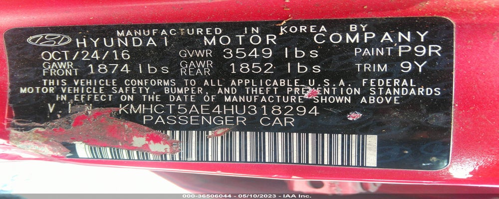 KMHCT5AE4HU318294 2017 HYUNDAI ACCENT photo no. 9