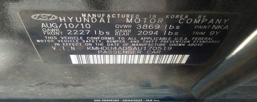KMHDU4AD5AU170519 2010 HYUNDAI ELANTRA photo no. 9
