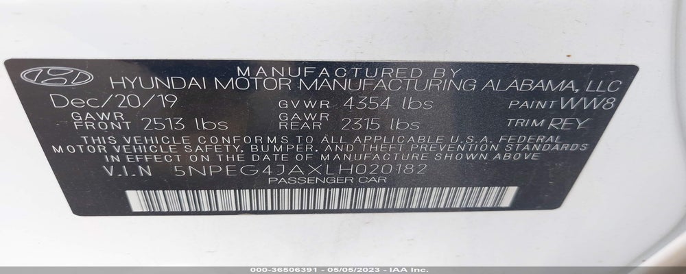 5NPEG4JAXLH020182 2020 HYUNDAI SONATA photo no. 9
