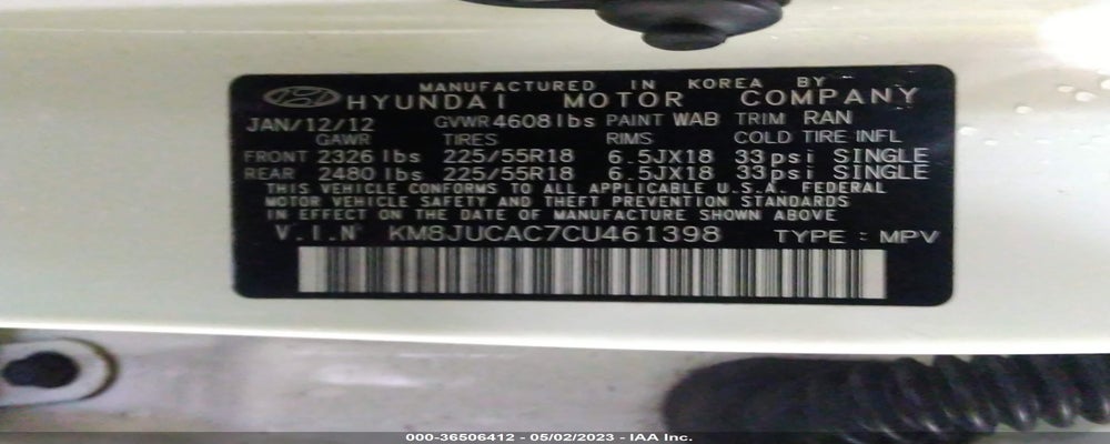 KM8JUCAC7CU461398 2012 HYUNDAI TUCSON photo no. 9