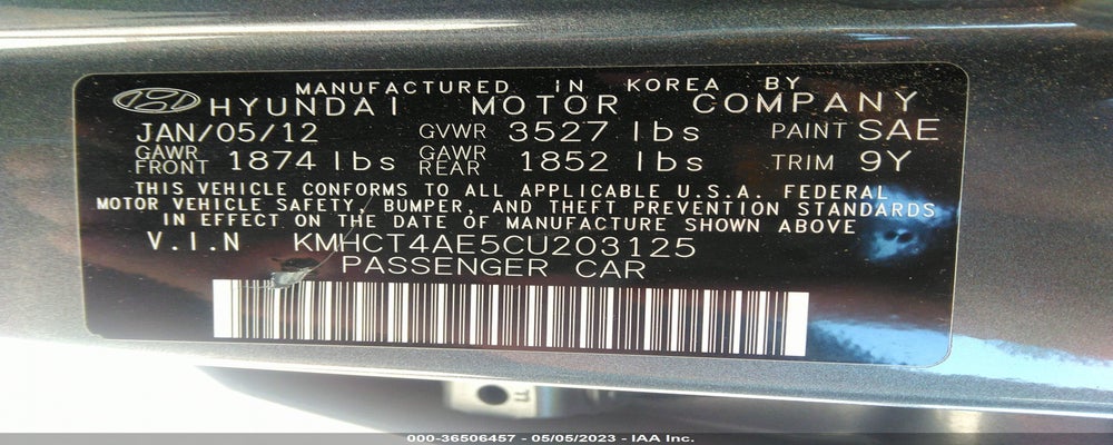 KMHCT4AE5CU203125 2012 HYUNDAI ACCENT photo no. 9