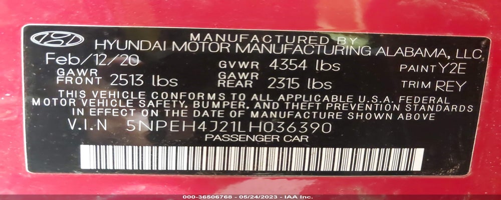 5NPEH4J21LH036390 2020 HYUNDAI SONATA photo no. 9