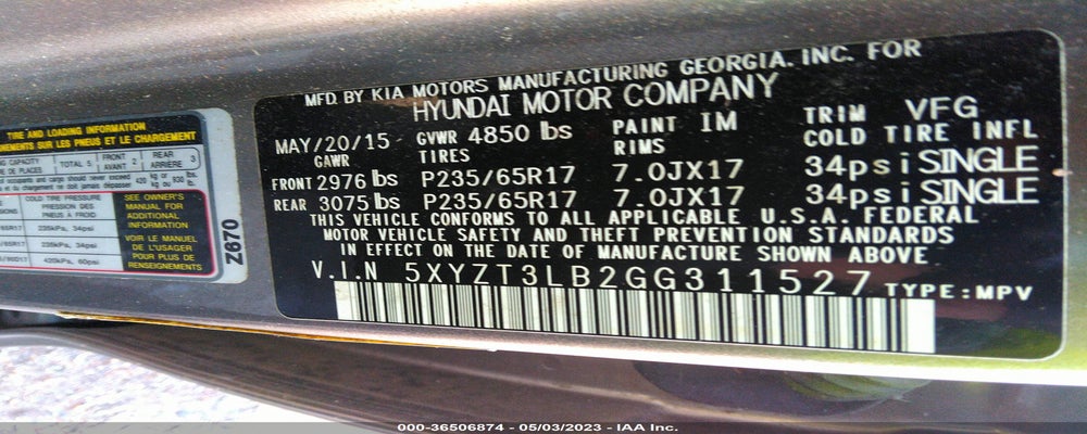 5XYZT3LB2GG311527 2016 HYUNDAI SANTA FE SPORT photo no. 9
