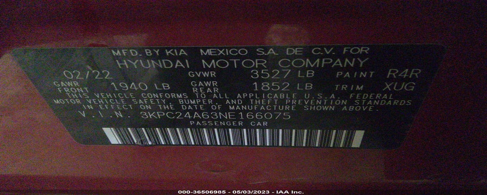 3KPC24A63NE166075 2022 HYUNDAI ACCENT photo no. 9