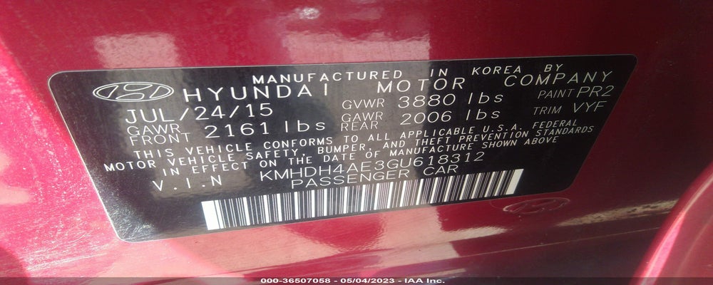 KMHDH4AE3GU618312 2016 HYUNDAI ELANTRA photo no. 9