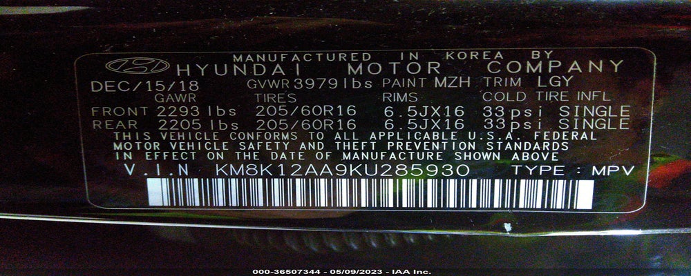 KM8K12AA9KU285930 2019 HYUNDAI KONA photo no. 9