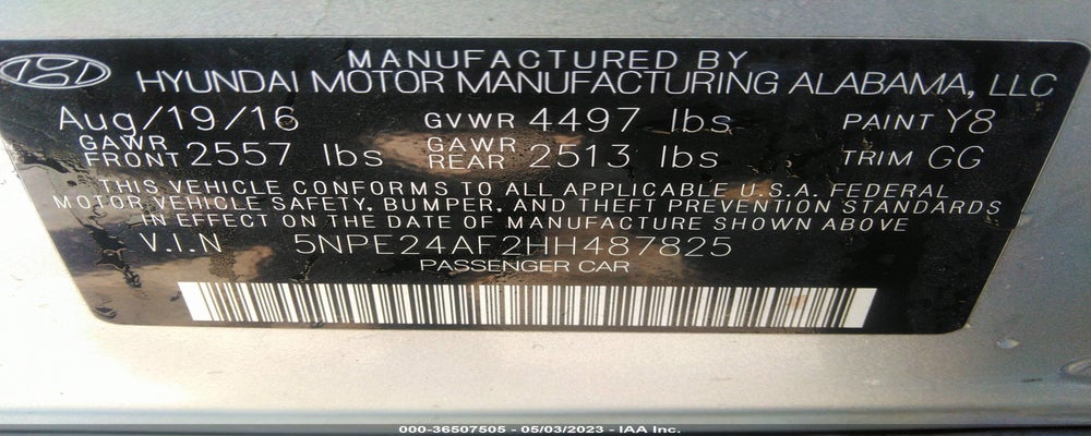 5NPE24AF2HH487825 2017 HYUNDAI SONATA photo no. 9