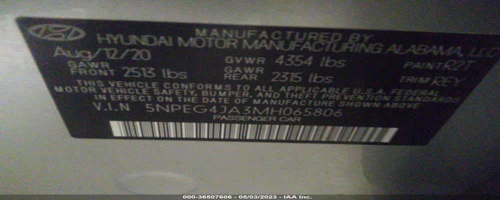 5NPEG4JA3MH065806 2021 HYUNDAI SONATA photo no. 9
