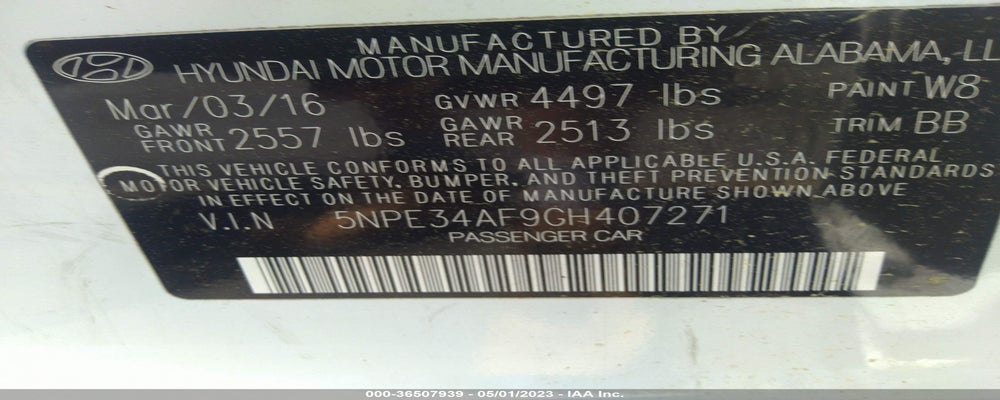 5NPE34AF9GH407271 2016 HYUNDAI SONATA photo no. 9