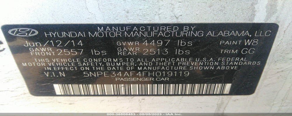 5NPE34AF4FH019119 2015 HYUNDAI SONATA photo no. 9