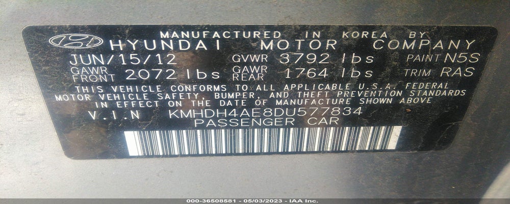 KMHDH4AE8DU577834 2013 HYUNDAI ELANTRA photo no. 9