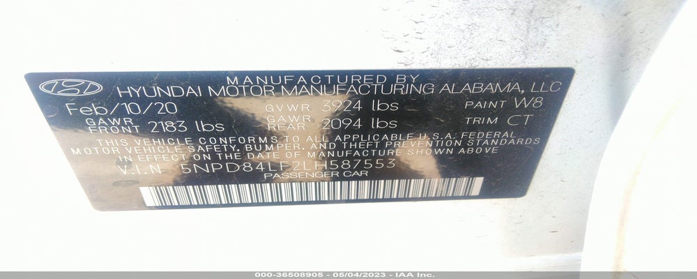 5NPD84LF2LH587553 2020 HYUNDAI ELANTRA photo no. 9