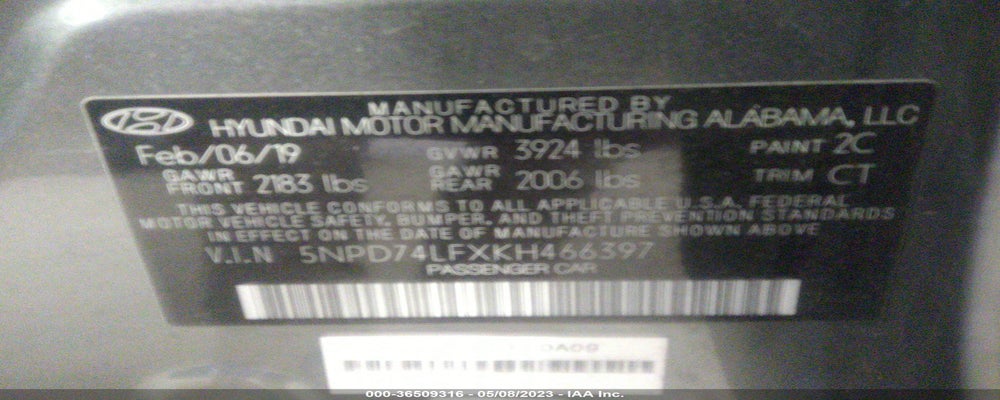 5NPD74LFXKH466397 2019 HYUNDAI ELANTRA photo no. 9