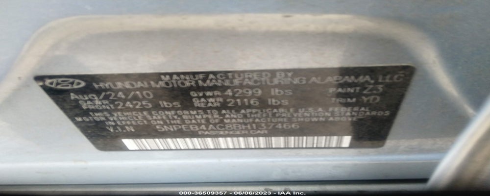 5NPEB4AC8BH137466 2011 HYUNDAI SONATA photo no. 9