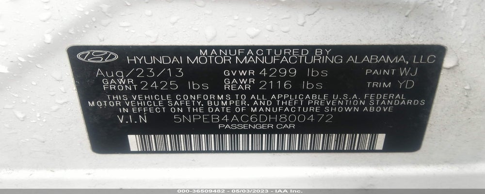 5NPEB4AC6DH800472 2013 HYUNDAI SONATA photo no. 9