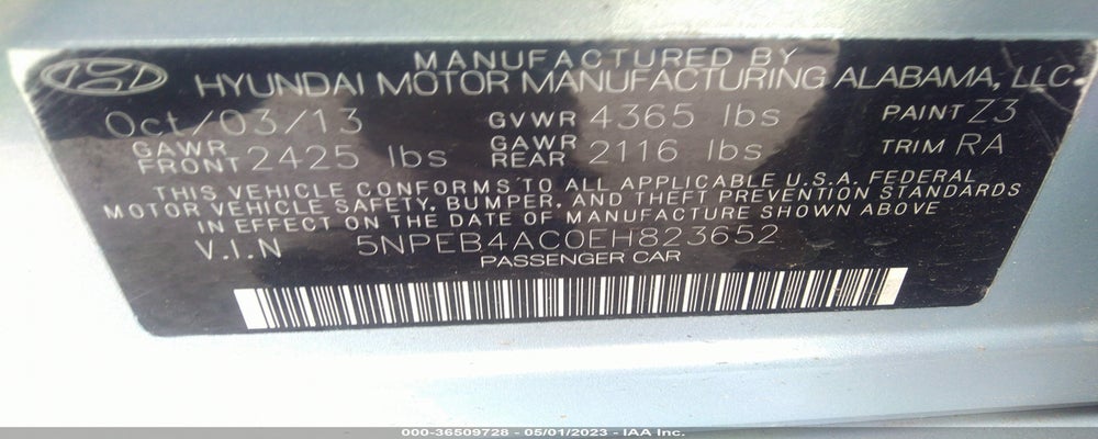 5NPEB4AC0EH823652 2014 HYUNDAI SONATA photo no. 9