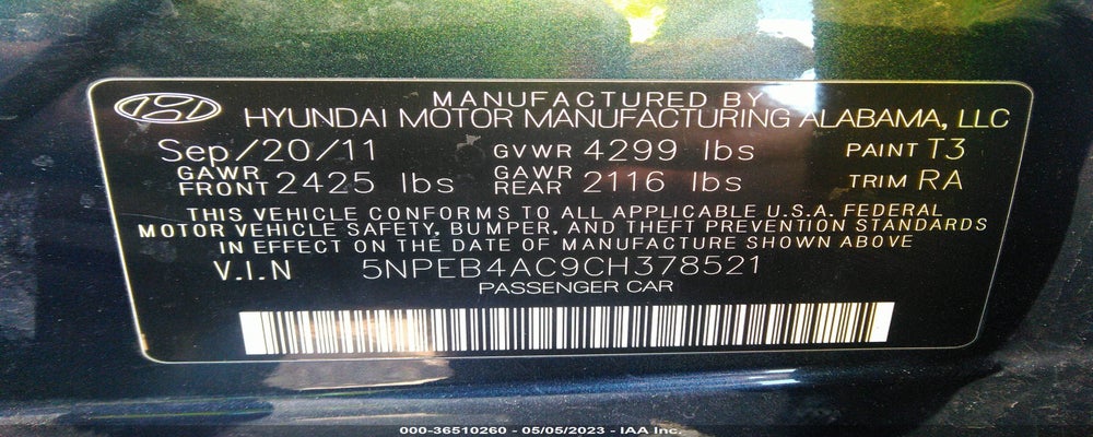5NPEB4AC9CH378521 2012 HYUNDAI SONATA photo no. 9