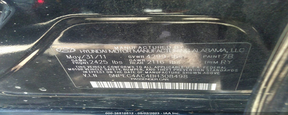 5NPEC4AC4BH308498 2011 HYUNDAI SONATA photo no. 9
