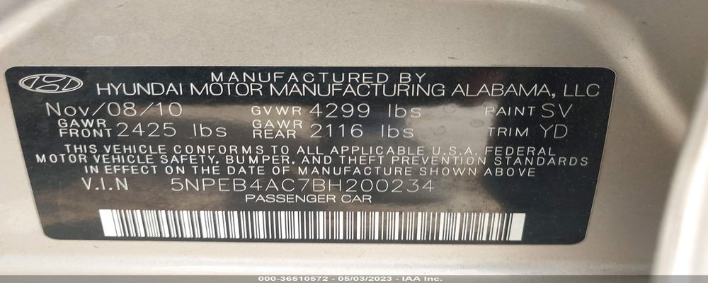 5NPEB4AC7BH200234 2011 HYUNDAI SONATA photo no. 9