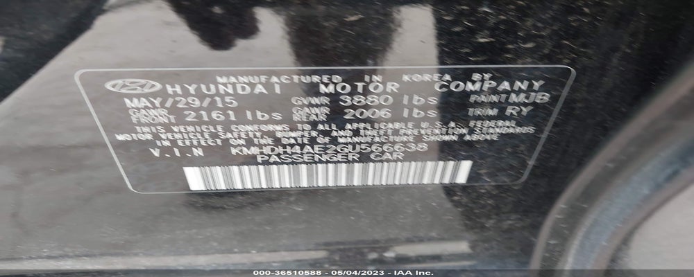 KMHDH4AE2GU566638 2016 HYUNDAI ELANTRA photo no. 9