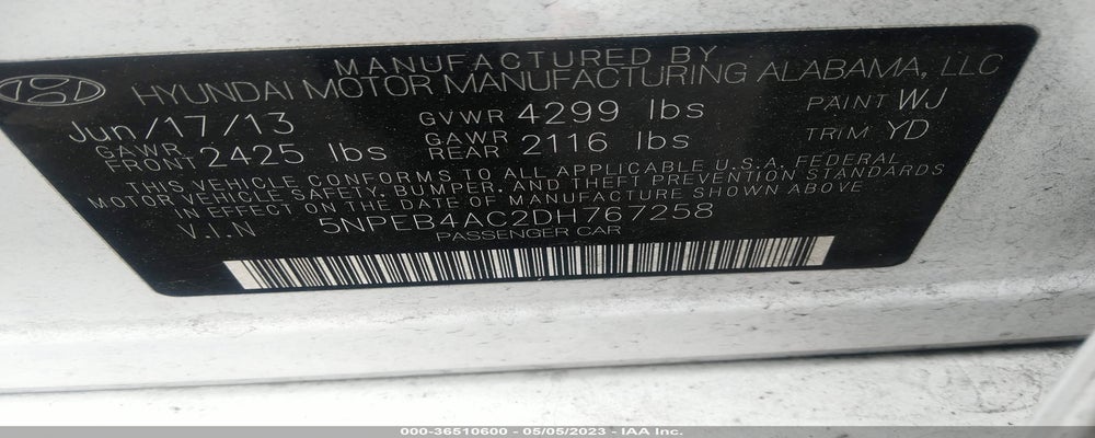 5NPEB4AC2DH767258 2013 HYUNDAI SONATA photo no. 9