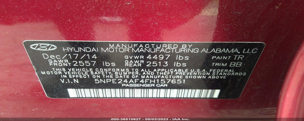 5NPE24AF4FH157651 2015 HYUNDAI SONATA photo no. 9