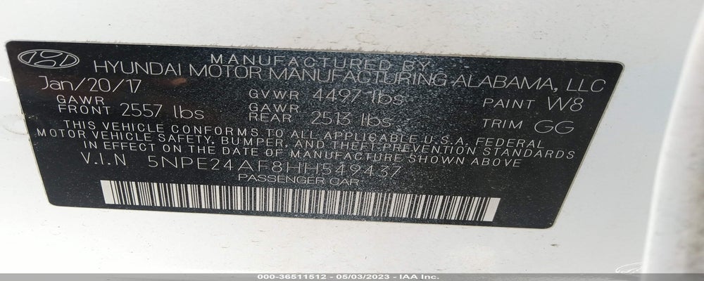 5NPE24AF8HH549437 2017 HYUNDAI SONATA photo no. 9