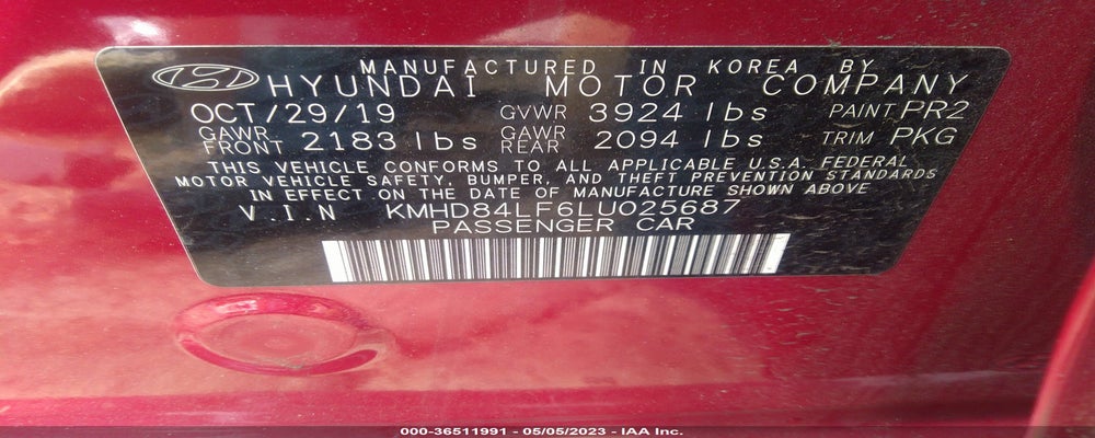 KMHD84LF6LU025687 2020 HYUNDAI ELANTRA photo no. 9