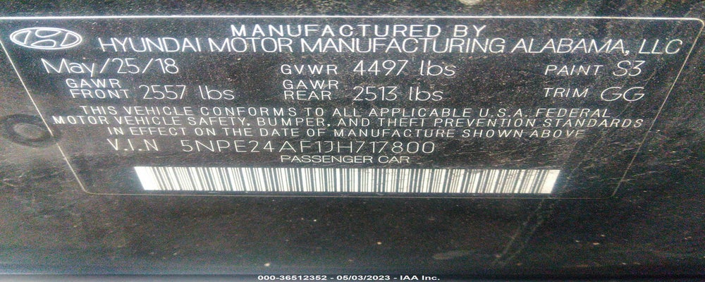 5NPE24AF1JH717800 2018 HYUNDAI SONATA photo no. 9