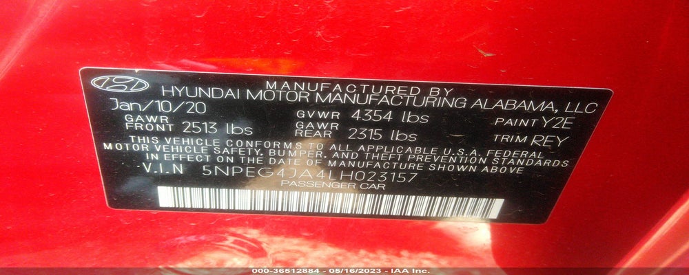 5NPEG4JA4LH023157 2020 HYUNDAI SONATA photo no. 9
