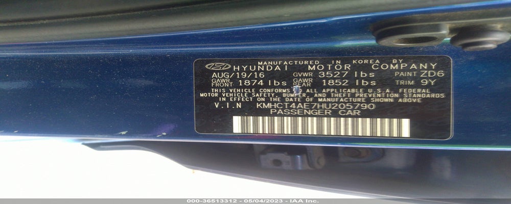 KMHCT4AE7HU205790 2017 HYUNDAI ACCENT photo no. 9