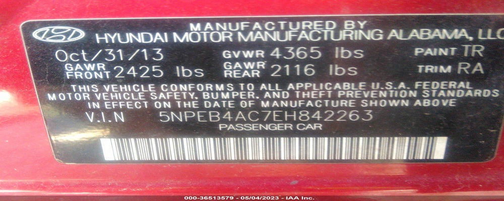 5NPEB4AC7EH842263 2014 HYUNDAI SONATA photo no. 9