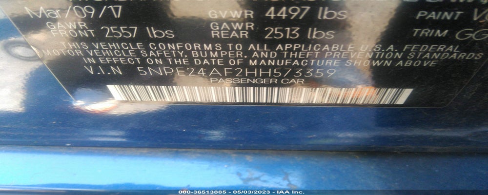 5NPE24AF2HH573359 2017 HYUNDAI SONATA photo no. 9