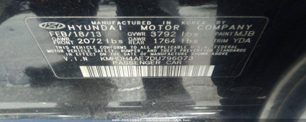 KMHDH4AE7DU796073 2013 HYUNDAI ELANTRA photo no. 9