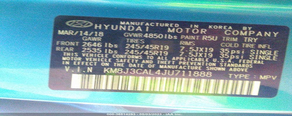 KM8J3CAL4JU711888 2018 HYUNDAI TUCSON photo no. 9
