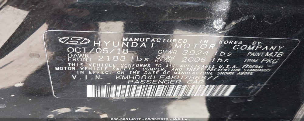 KMHD84LF4KU786877 2019 HYUNDAI ELANTRA photo no. 9