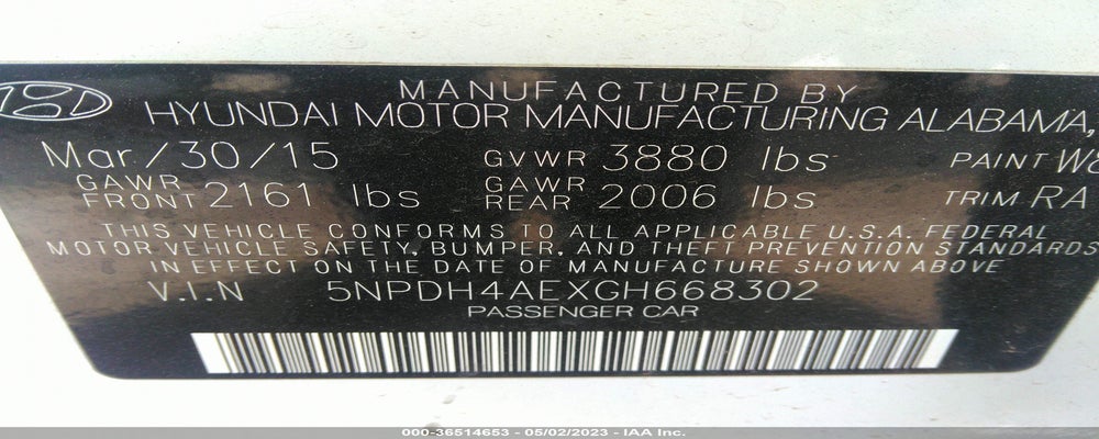 5NPDH4AEXGH668302 2016 HYUNDAI ELANTRA photo no. 9