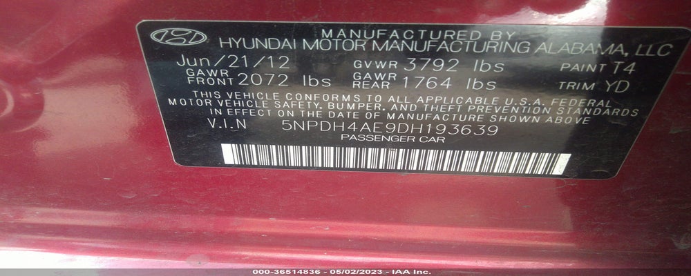 5NPDH4AE9DH193639 2013 HYUNDAI ELANTRA photo no. 9