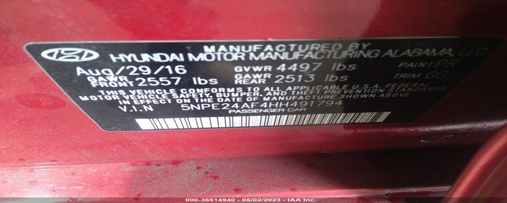 5NPE24AF4HH491794 2017 HYUNDAI SONATA photo no. 9