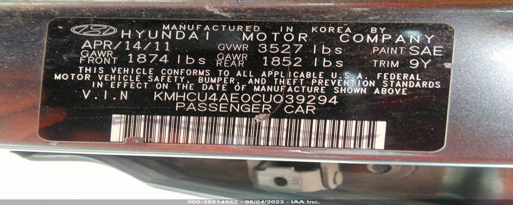 KMHCU4AE0CU039294 2012 HYUNDAI ACCENT photo no. 9
