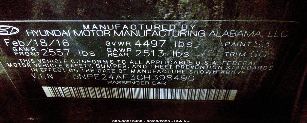 5NPE24AF3GH398490 2016 HYUNDAI SONATA photo no. 9