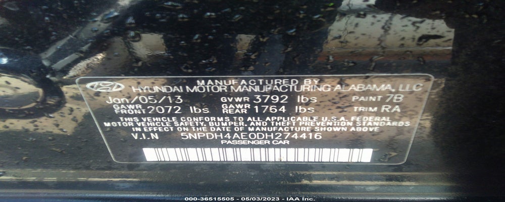 5NPDH4AE0DH274416 2013 HYUNDAI ELANTRA photo no. 9