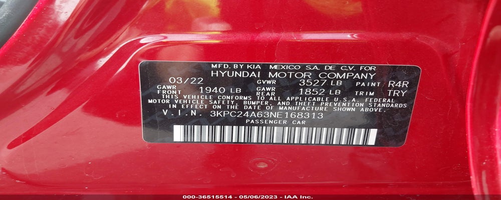 3KPC24A63NE168313 2022 HYUNDAI ACCENT photo no. 9