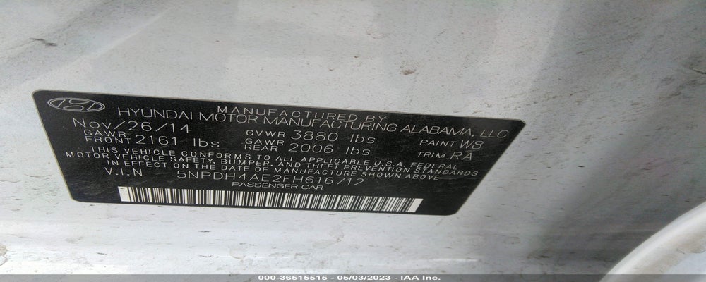 5NPDH4AE2FH616712 2015 HYUNDAI ELANTRA photo no. 9